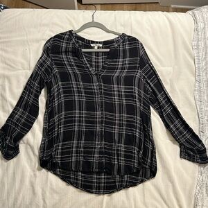 Calvin Klein Black and White Plaid Button Down Shirt